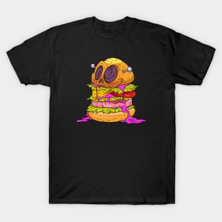 Cheesy Burger Monster Cartoon T-Shirt